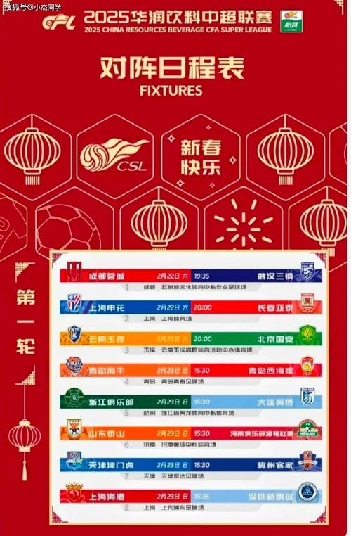 2025賽季中超2月22日開幕，首輪多隊賽況及申花致勝詳情