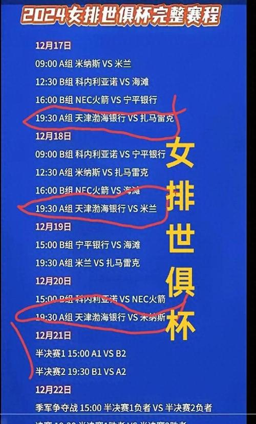 天津女排2024世俱杯名單_女排世俱杯2025賽程表_朱婷李盈瑩對決